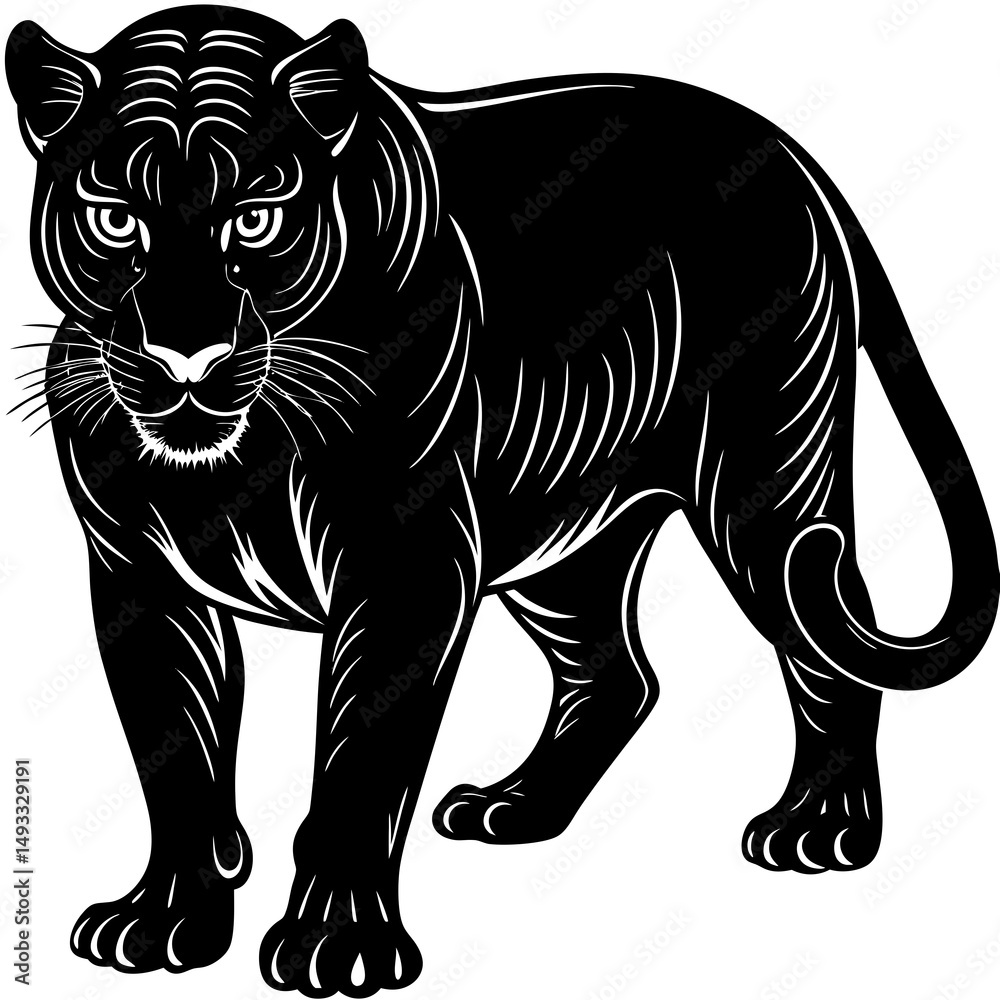 Fototapeta premium Majestic Black Panther Silhouette Illustration Graphic Design