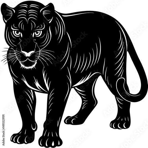 Majestic Black Panther Silhouette Illustration Graphic Design