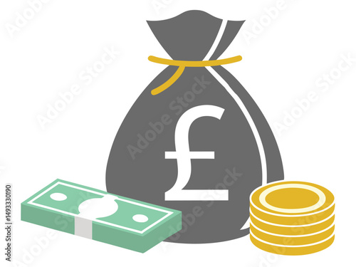 British Pound Sterling Money Bag Cash Illustration Vector Illustration