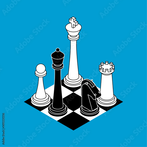 Chess game sign for chess club. Concept symbol of the game