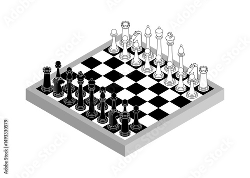 Chess on chessboard. Ancient game