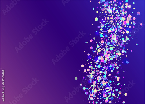 Neon Effect. Carnaval Glitter. Light Pattern. Happy Colourful Template. Cristal Dust. Falling Ribbon. Unicorn Background. Purple 3d Burst. Blue Neon Effect