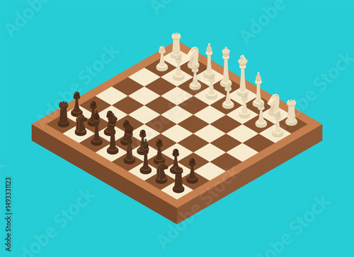 Chess on chessboard. Ancient game