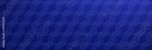 Big Data Abstract Background With 3D Cube And Random Digits in Blue Tones. Blue Futuristic Tech and AI Concept. Network Geometric Pattern. Vector Texture With Binary Code And Cubes.
