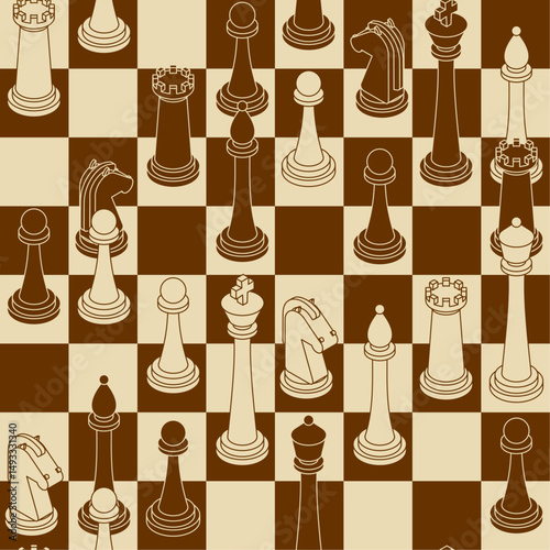Chess pattern seamless. chess pieces set background