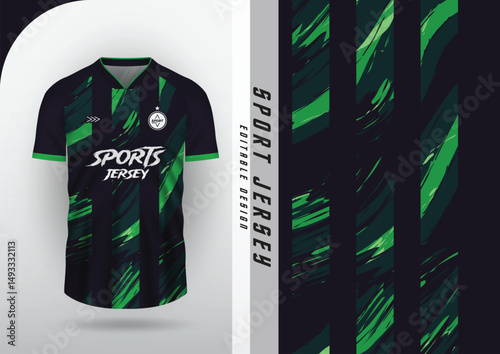 Jersey design, Jersey, Football, Soccer, Futsal, Running, Badminton, Tennis, Exercise, Brush stripes, Green, Black