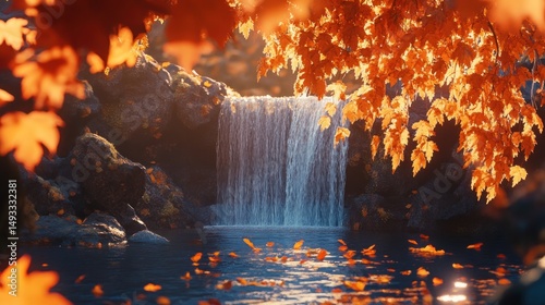 Autumnal Waterfall Scene