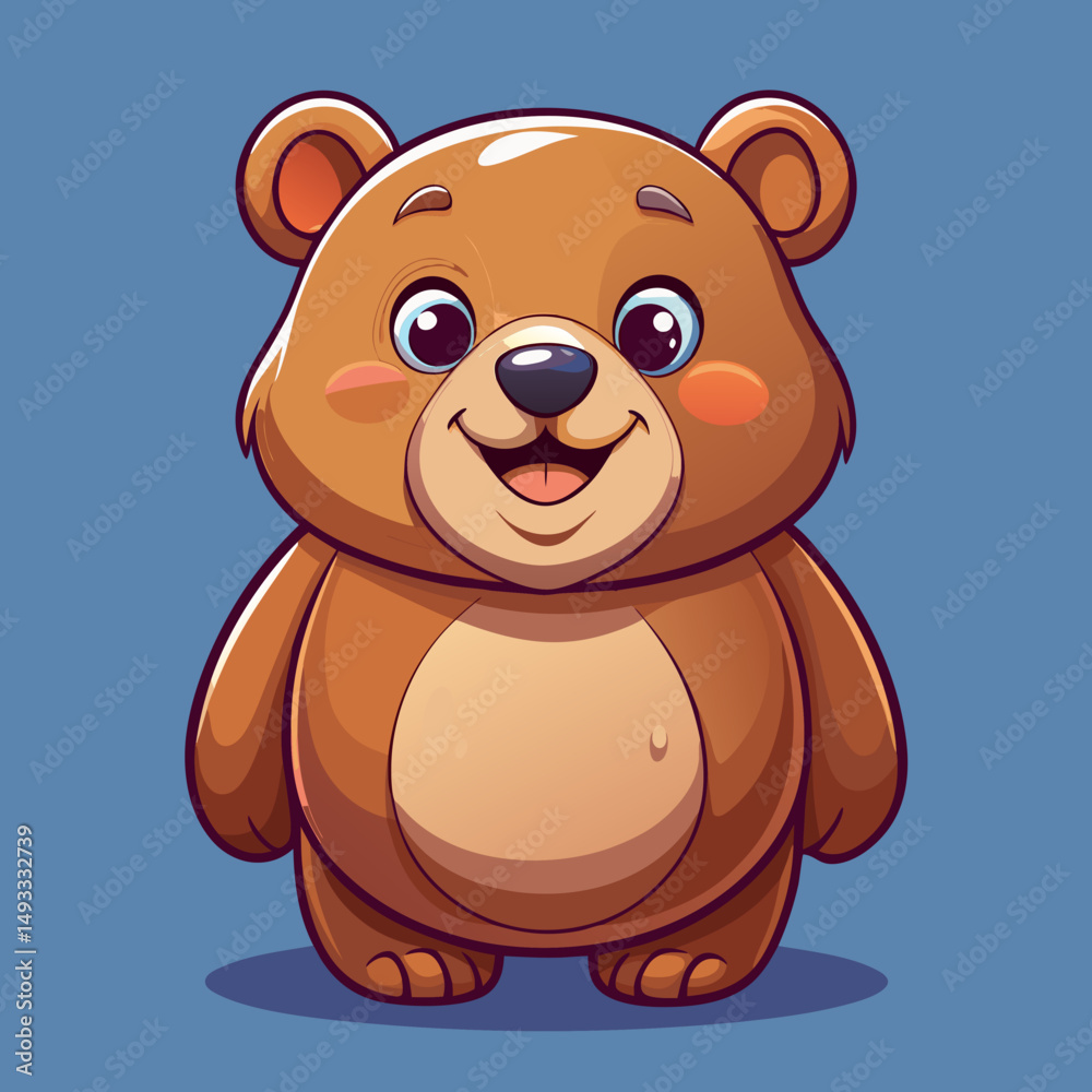 Naklejka premium Adorable Cartoon Brown Bear Character Illustration