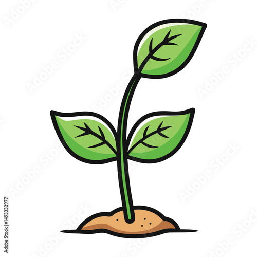 Growing sprout plant with two leaves doodle hand drawn icon. Growing sprout outline drawing