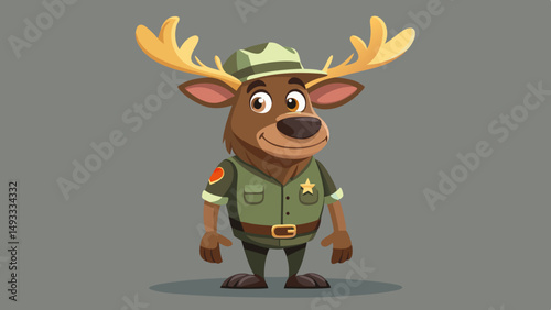 Friendly Cartoon Deer Park Ranger Character Illustration