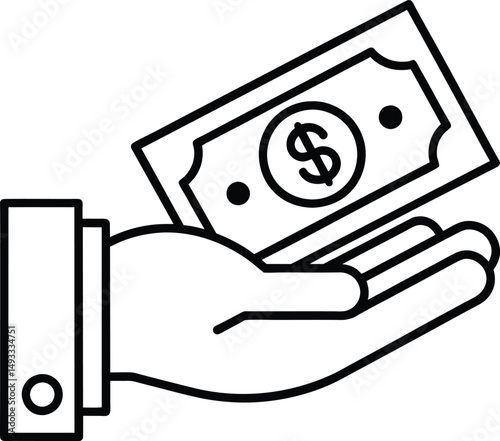 Hand Holding Money Dollar Bill Icon