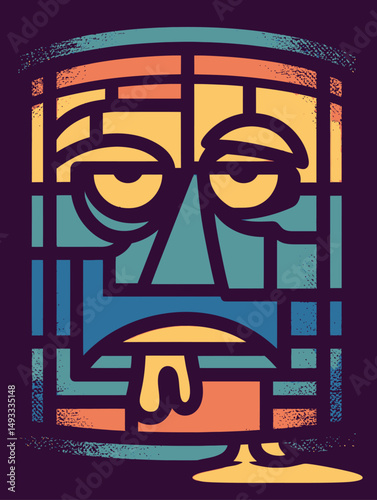 Colorful Abstract Illustration of a Face with Geometric Doodles