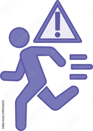 Colored Escape Icon. Vector Illustration. Running Man and Prohibition Sign. Running Concept