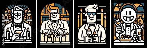 Elegant Cocktail Theme Illustration Set for Shirt Design