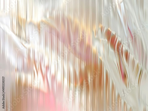 Reeded Glass. Colored Ribbed Background. Blue, Purple, Silver, Pink and Violet. Transparent background with abstract neon for texture. Bright translucent overlay on futuristic material.