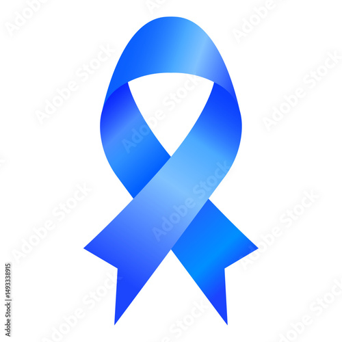 Blue awareness ribbon symbol, representing child abuse prevention, colon cancer, bullying prevention, addiction recovery, awareness campaign, vector illustration with transparent background