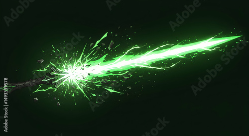 Glowing Green Energy Sword Fantasy Weapon Game Asset VFX