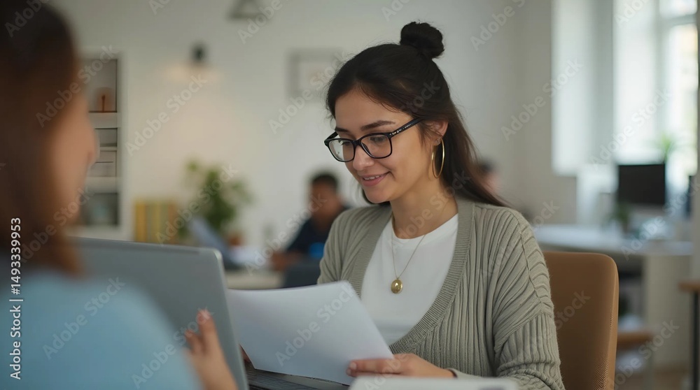 businesswoman working on laptop in office businesswoman working on laptop in office