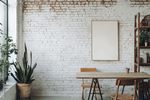 Minimalist brick wall with a clean painted finish.