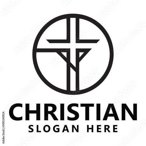 Christian Cross Logo with Placeholder Slogan