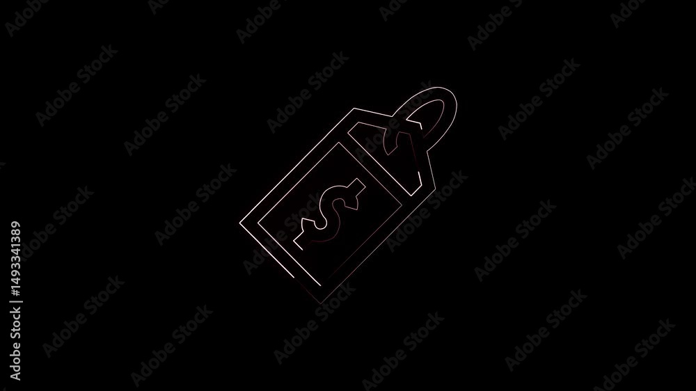 White Champagne bottle with key and dollor   icon isolated on blue background. 4K Video motion graphic animation