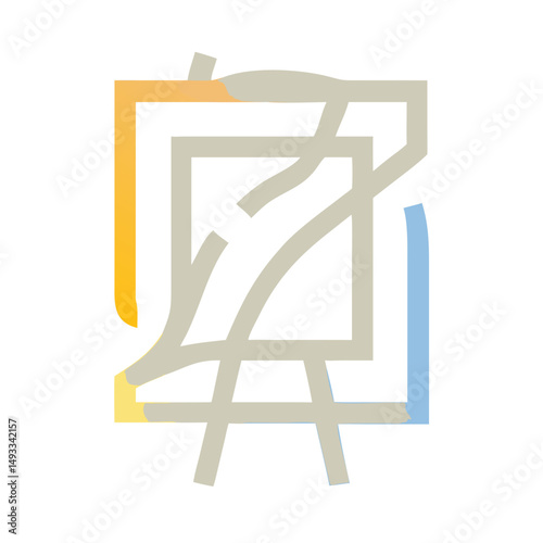 Abstract modern art canvas easel design element isolated on white