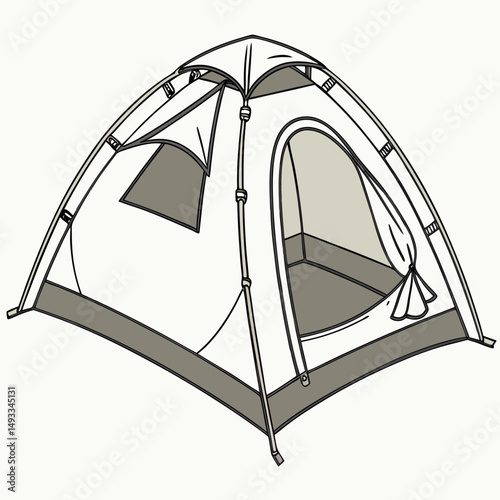 White camping tent illustration outdoor adventure gear