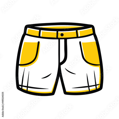 Summer Wear Shorts Vector in Clean Line Art.