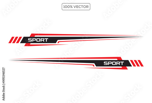 Wrap Design For Car vectors. Sports stripes, car stickers black color. Racing decals stock illustration element