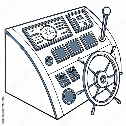Ship control panel helm wheel nautical vessel navigation