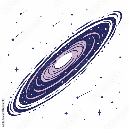 Spiral galaxy in space cosmic art illustration design