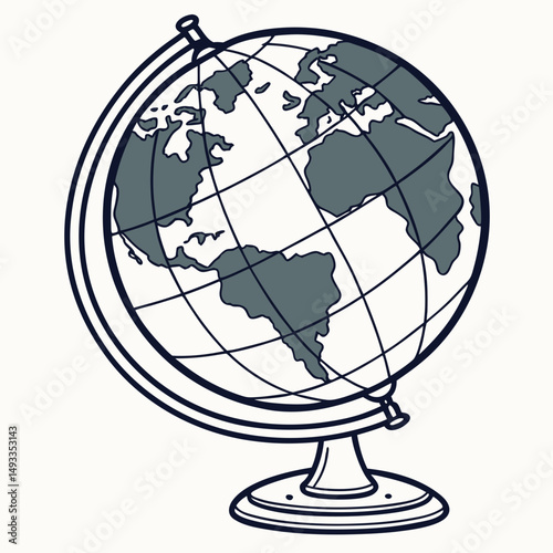 Classic globe illustration world map geography education travel exploration