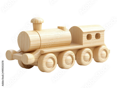 Isolated Wooden Toy Train