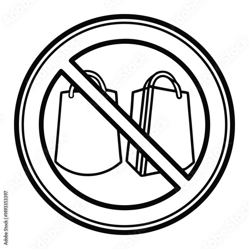 no bags allowed sign with red prohibition circle isolated on white background vector 