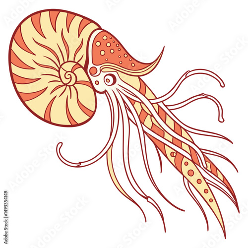 Nudibranch clipart  retro colors isolated on white background