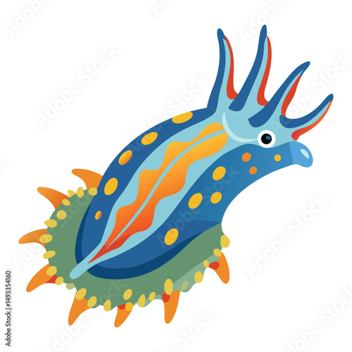 Nudibranch clipart isolated on white background