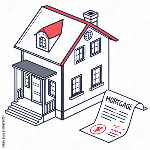 House with mortgage document homeownership real estate loan finance