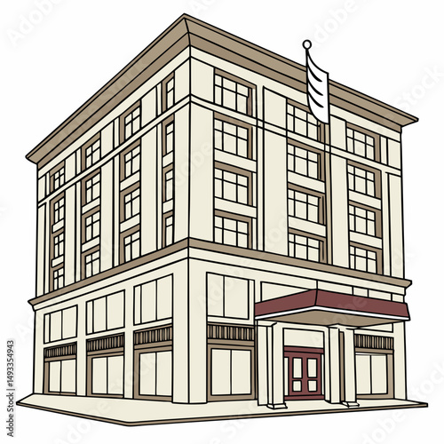 Classic beige commercial building cityscape architecture design
