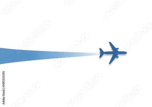 A blue airplane graphic taking flight, showing movement, travel, and transportation concepts.