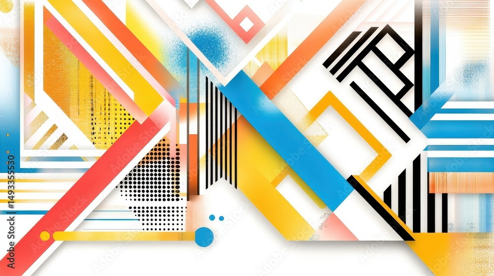 Vibrant Geometric Shapes and Lines in Dynamic Composition for Modern Design Projects Vibrant Geometric Shapes and Lines in Dynamic Composition for Modern Design Projects