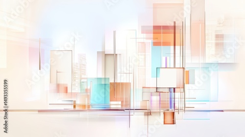 Abstract Composition with Geometric Shapes in Soft Colors for Artistic Background or Design Projects