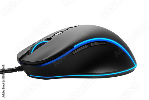 Isolated Black Gaming Mouse Side View