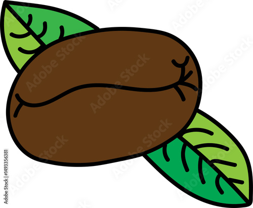 Cute cartoon coffee bean. Simple illustration.