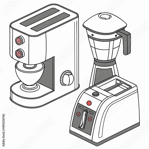 Kitchen appliances toaster coffee maker blender breakfast food preparation