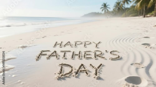 Feliz dia Papá escrito en la Arena Blanca