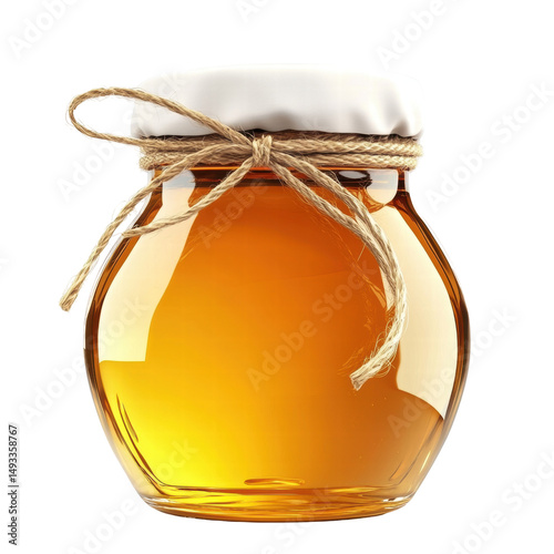 Isolated Jar of Honey with Tied String