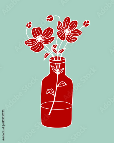 Vase with bouquet. Vector stock illustration eps10. Adobe Illustrator Artwork