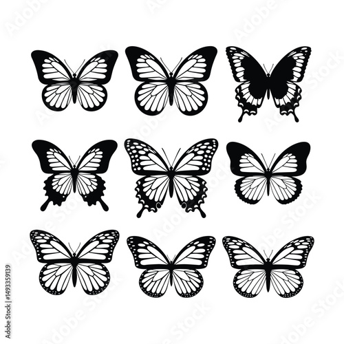 Wallpaper Mural Elegant Butterfly Silhouette Collection with Various Wing Patterns and Designs Torontodigital.ca