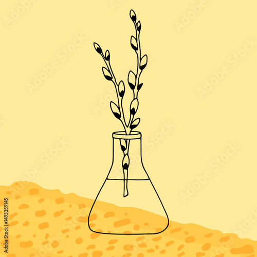 Vase with bouquet. Vector stock illustration eps10. Adobe Illustrator Artwork
