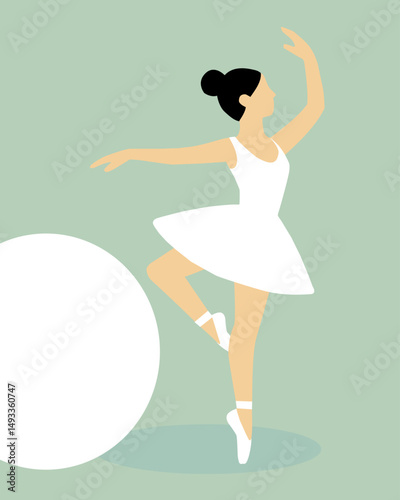Ballerina dancing with a ball. Vector stock illustration eps10. Adobe Illustrator Artwork